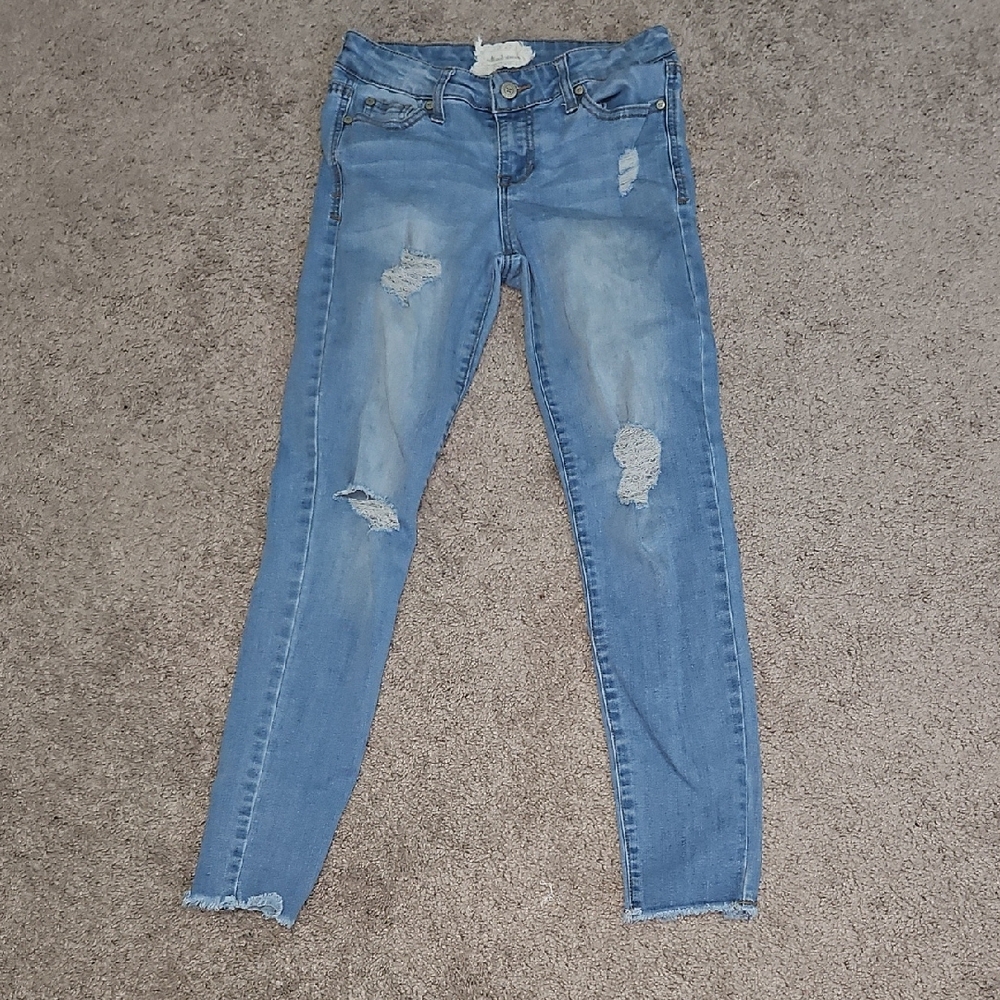 Altar'd State Blue Skinny Jeans with Distressed Details